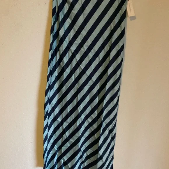 Anthropologie Texco Satin Blue Diagonal Stripe Boho Coquette Maxi Skirt XXS - Picture 3 of 13